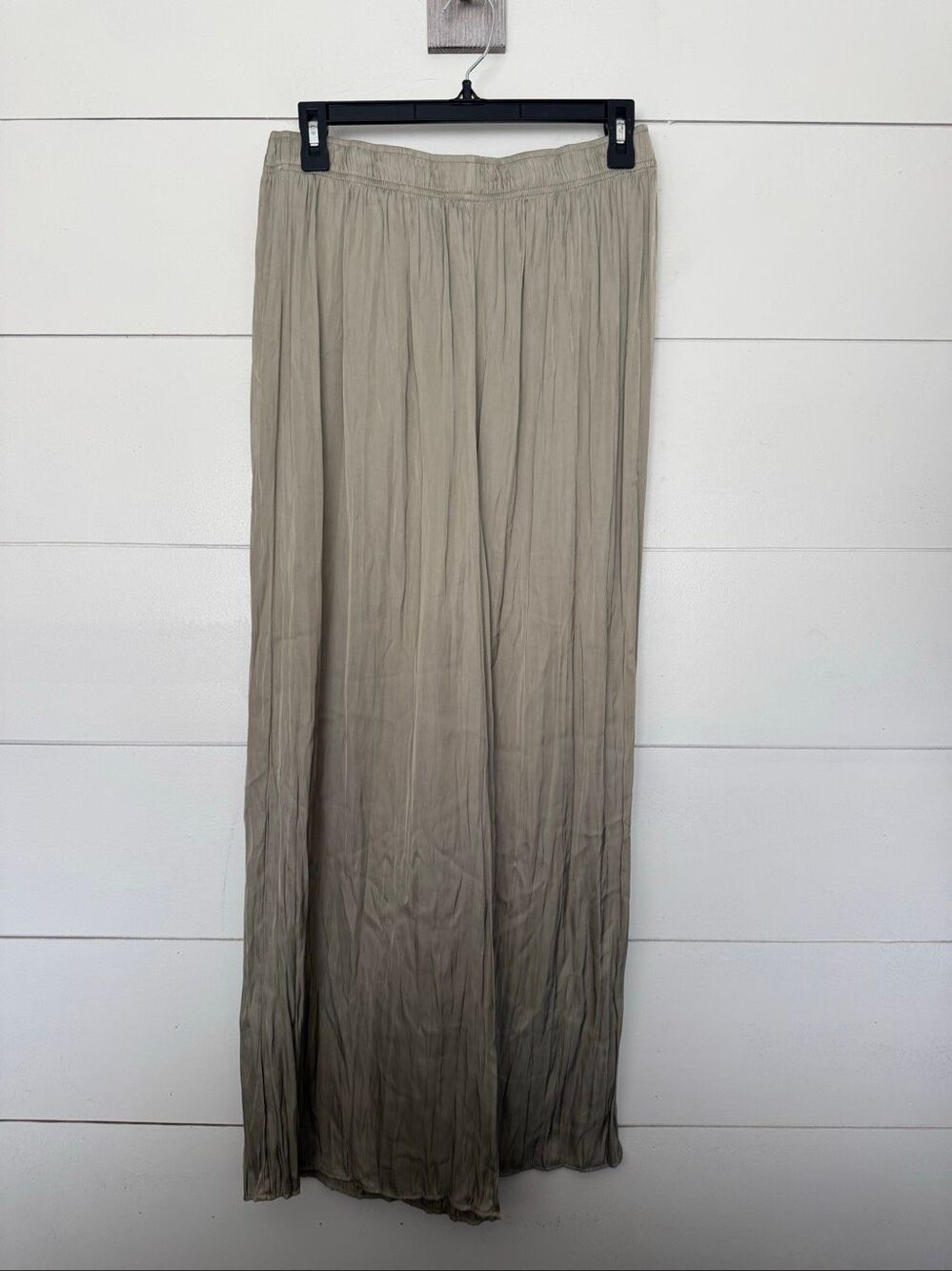 Joie Women’s Medium Tan Crinkle Wide Leg Pants Pull On Satin